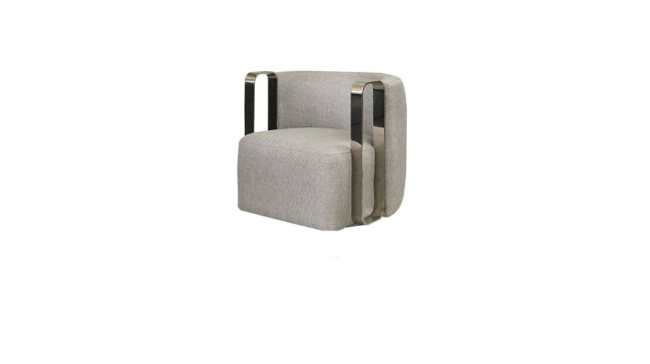 Sillón moderno de una plaza de tela gris para sala de estar diseño acolchado.